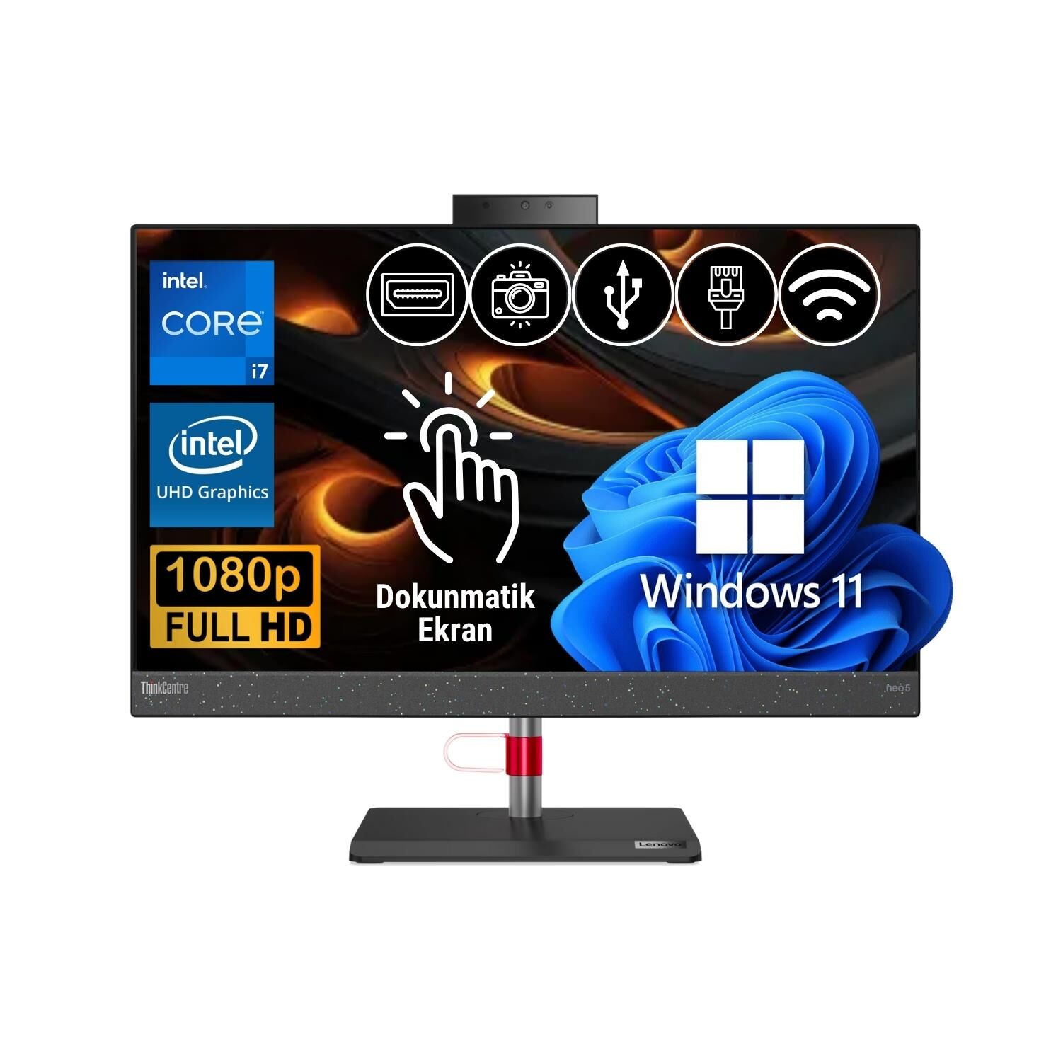 Lenovo ThinkCentre Neo 50A i7-13700H 16GB 512GB M.2 SSD 12K9004CTR ATL25 23.8'' W11Pro Dokunmatik  All In One Bilgisayar