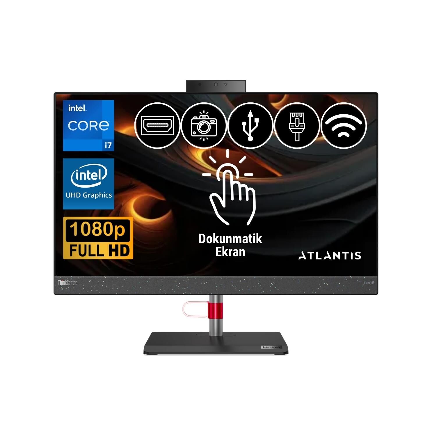 Lenovo ThinkCentre Neo 50A i7-13700H 32GB 2TB M.2 SSD 12K9004CTR ATL11 23.8'' Fdos Dokunmatik  All In One Bilgisayar