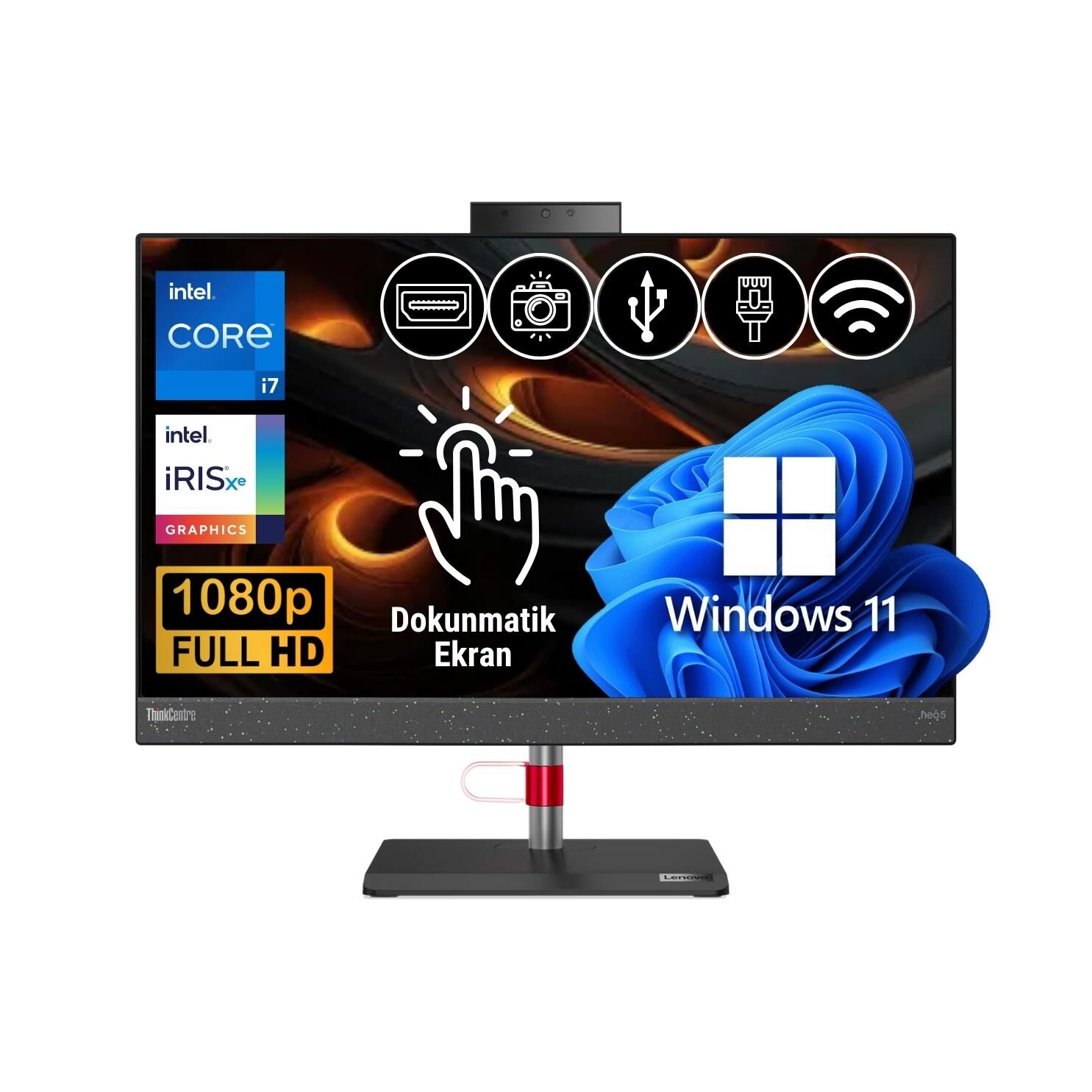 Lenovo ThinkCentre Neo 50A i7-13700H 64GB 256GB M.2 SSD 12K9004CTR ATL36 23.8'' W11Pro Dokunmatik  All In One Bilgisayar