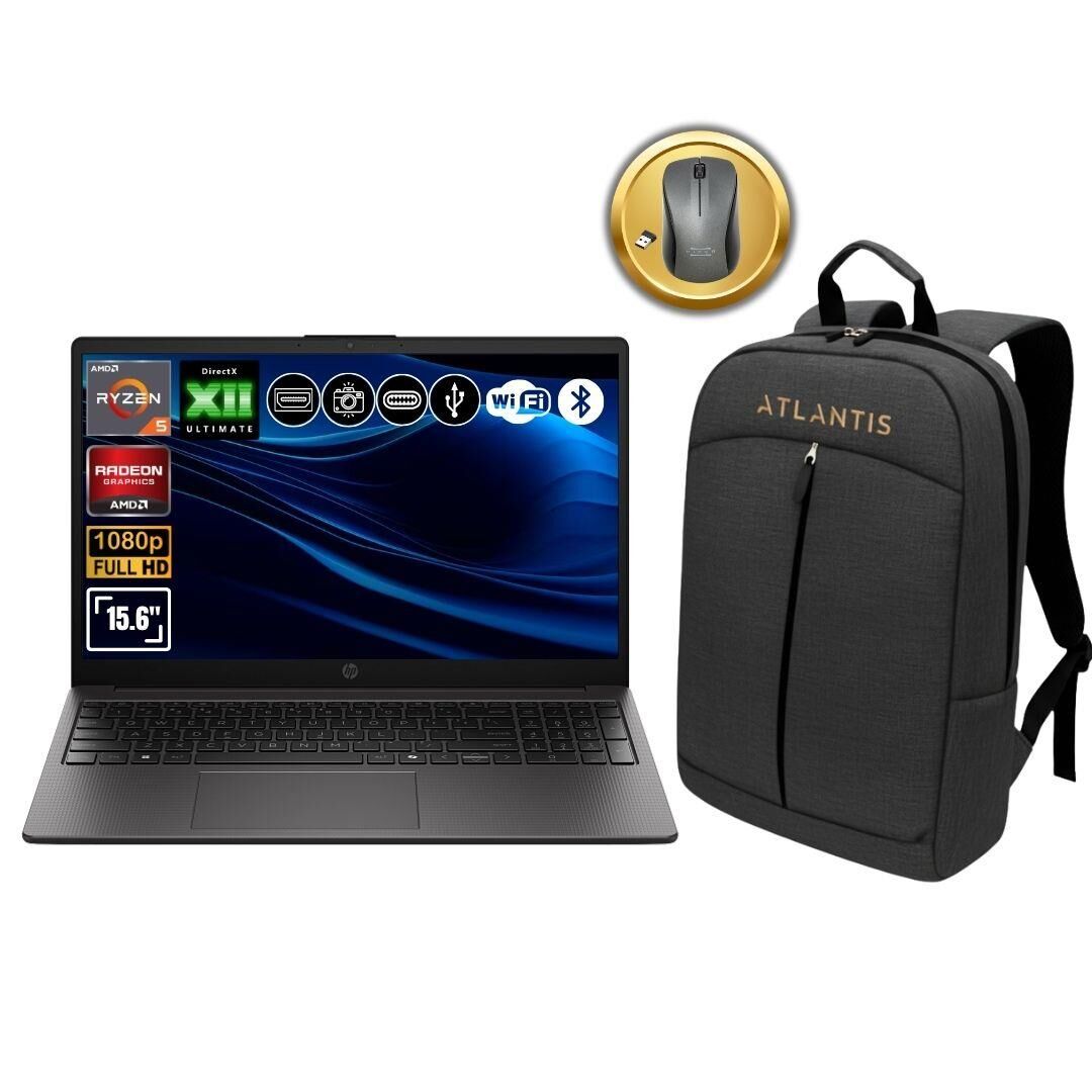 HP 255R G10 AMD Ryzen 5-7535U 16GB Ram 2TB SSD 15.6'' Fdos Notebook D0PK1AT ATL53 Çanta&Mouse Hediye