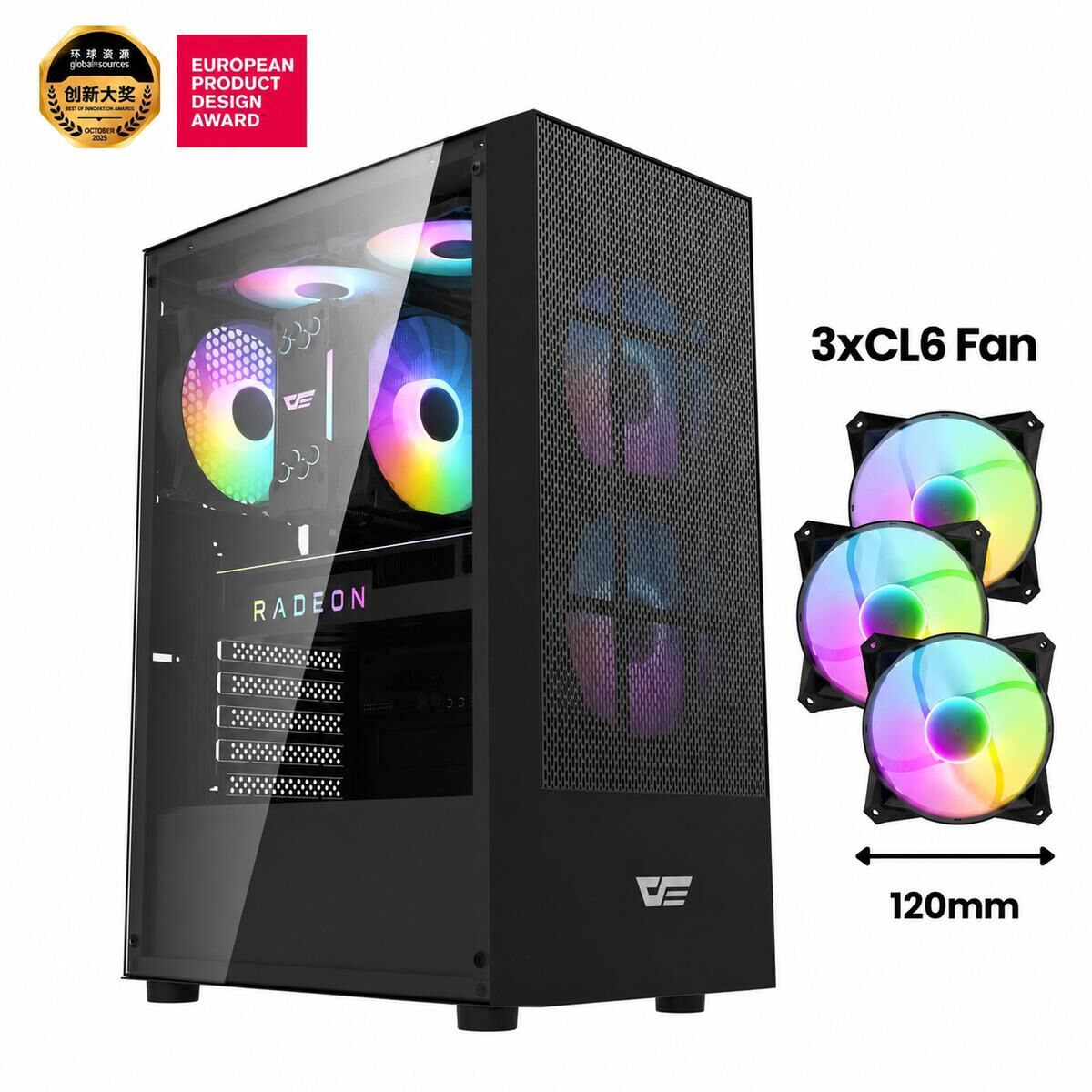 Aigo / DarkFlash A290 Usb3.0 3×12CM Fan Temperlı Cam Sıyah Atx Oyuncu Kasası (Psu Yok)