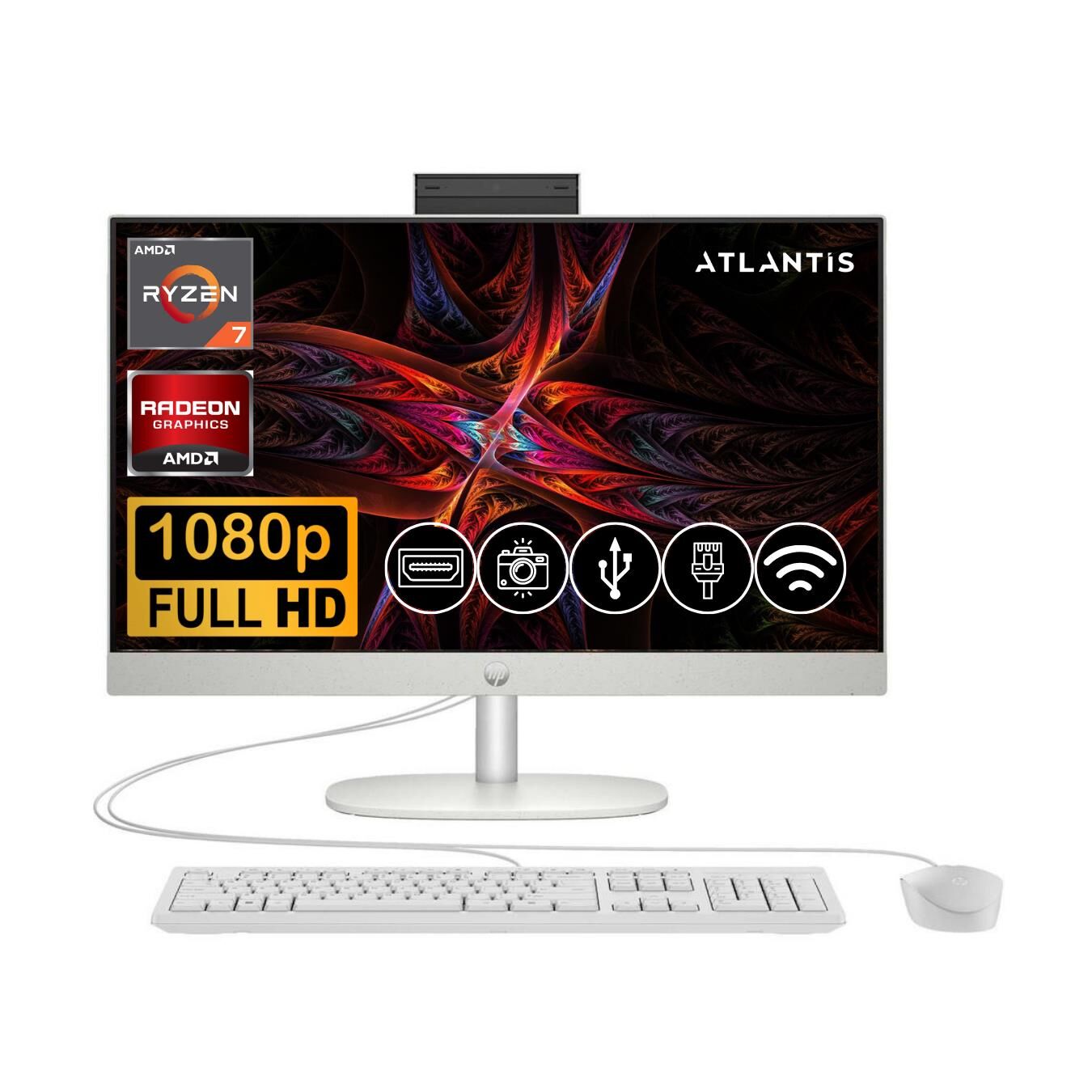 HP Proone 245 G10 Ryzen7 7730U 16GB 1TB M.2 SSD 9H6V1ET ATL6  23.8'' Fdos Beyaz All In One Bilgisayar