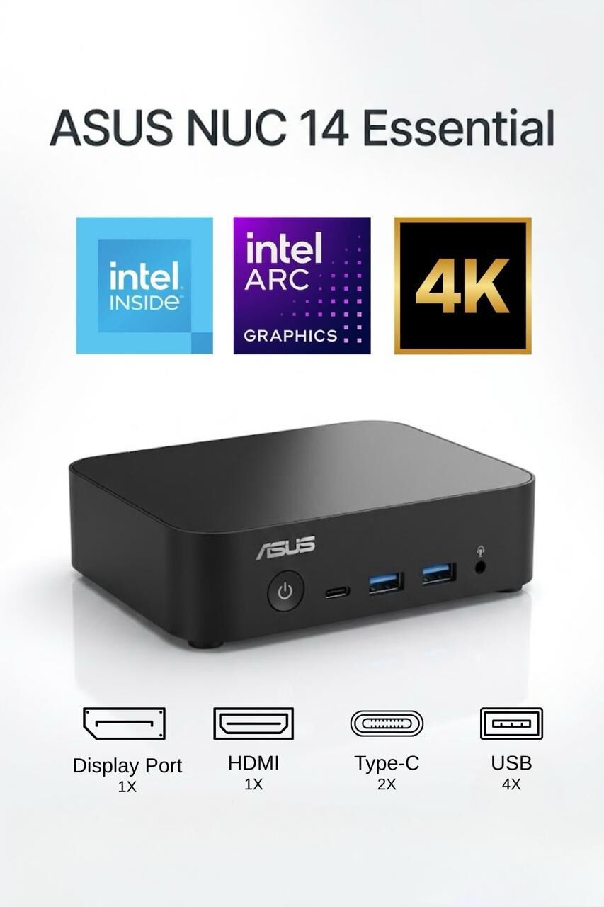 ASUS NUC14 Intel N97 8GB RAM DDR5 1TB SSD WiFi 6E 2.5G LAN VESA FreeDOS MINI PC NUC14MNK97 A3
