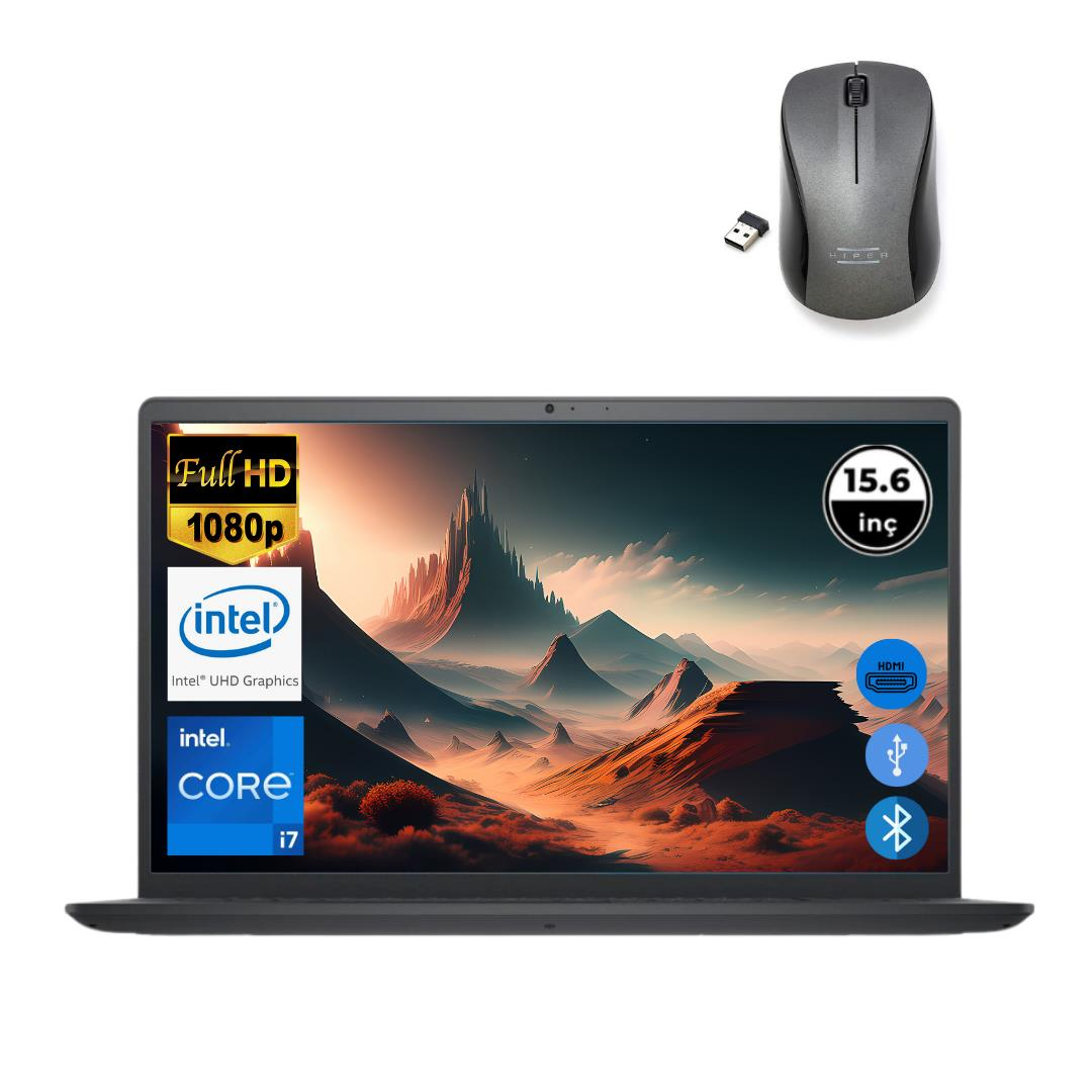 Dell Inspiron 3520 i7 1255U 8GB 128 GB M.2 SSD I35201013U ATL30 O/B 15.6'' Fdos Taşınabilir Bilgisayar+Mouse