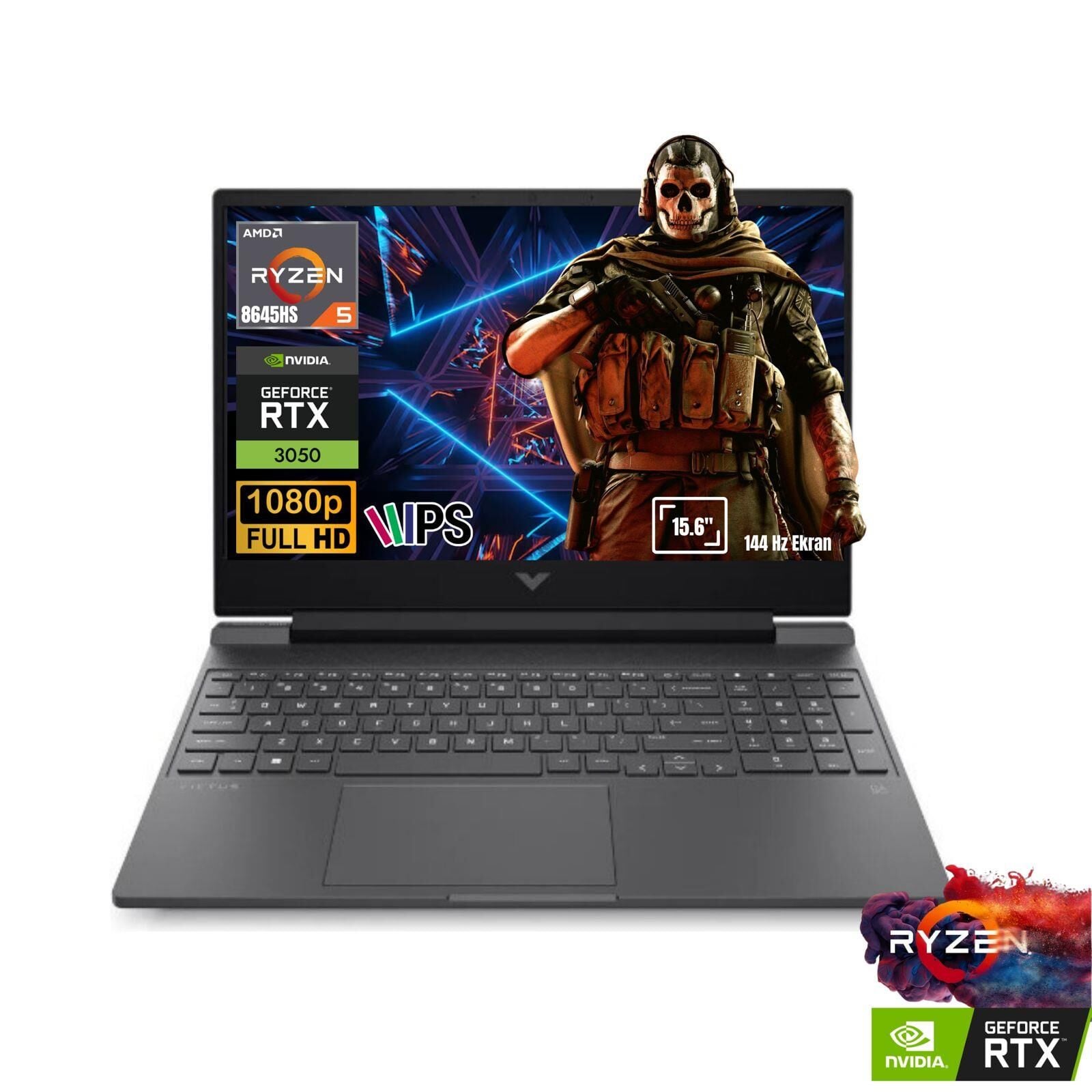 HP Victus Ryzen5 8645HS 32GB 2TB RTX3050 6GB IPS 144Hz 15.6'' FDos Gaming Laptop B9KM2EA ATL11