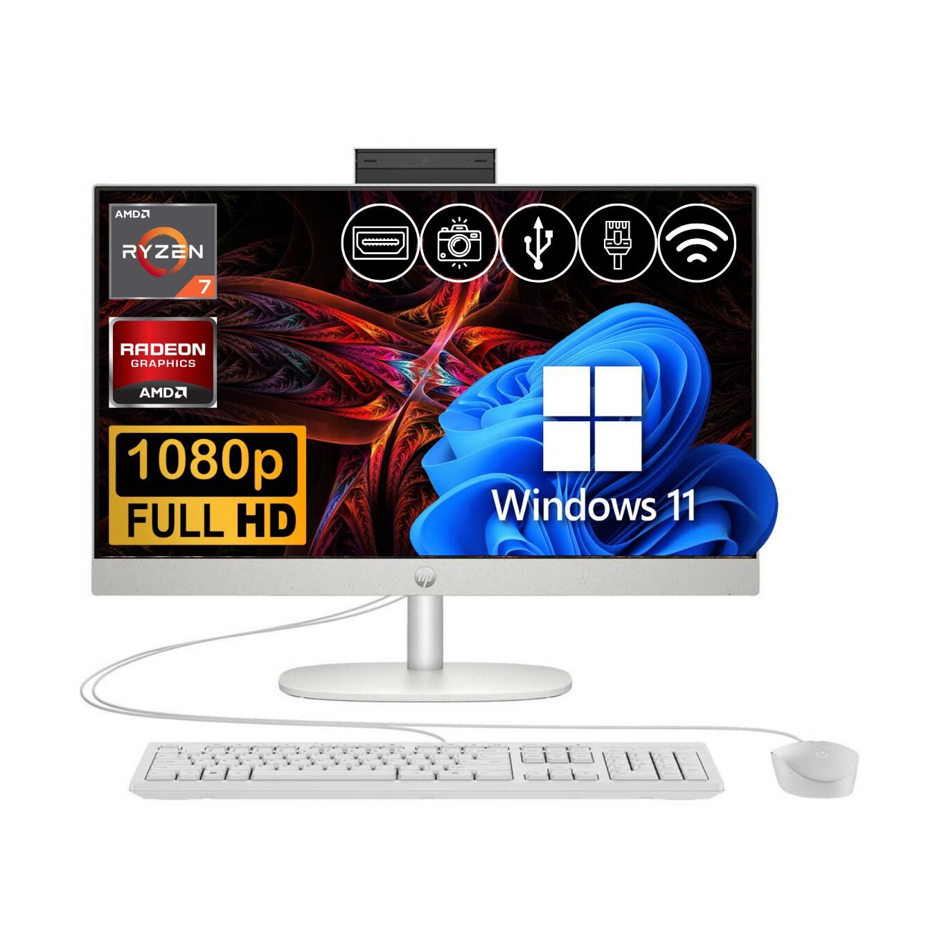 HP Proone 245 G10 Ryzen7 7730U 32GB 512GB M.2 SSD 9H6V1ET ATL33  23.8'' W11Pro Beyaz All In One Bilgisayar