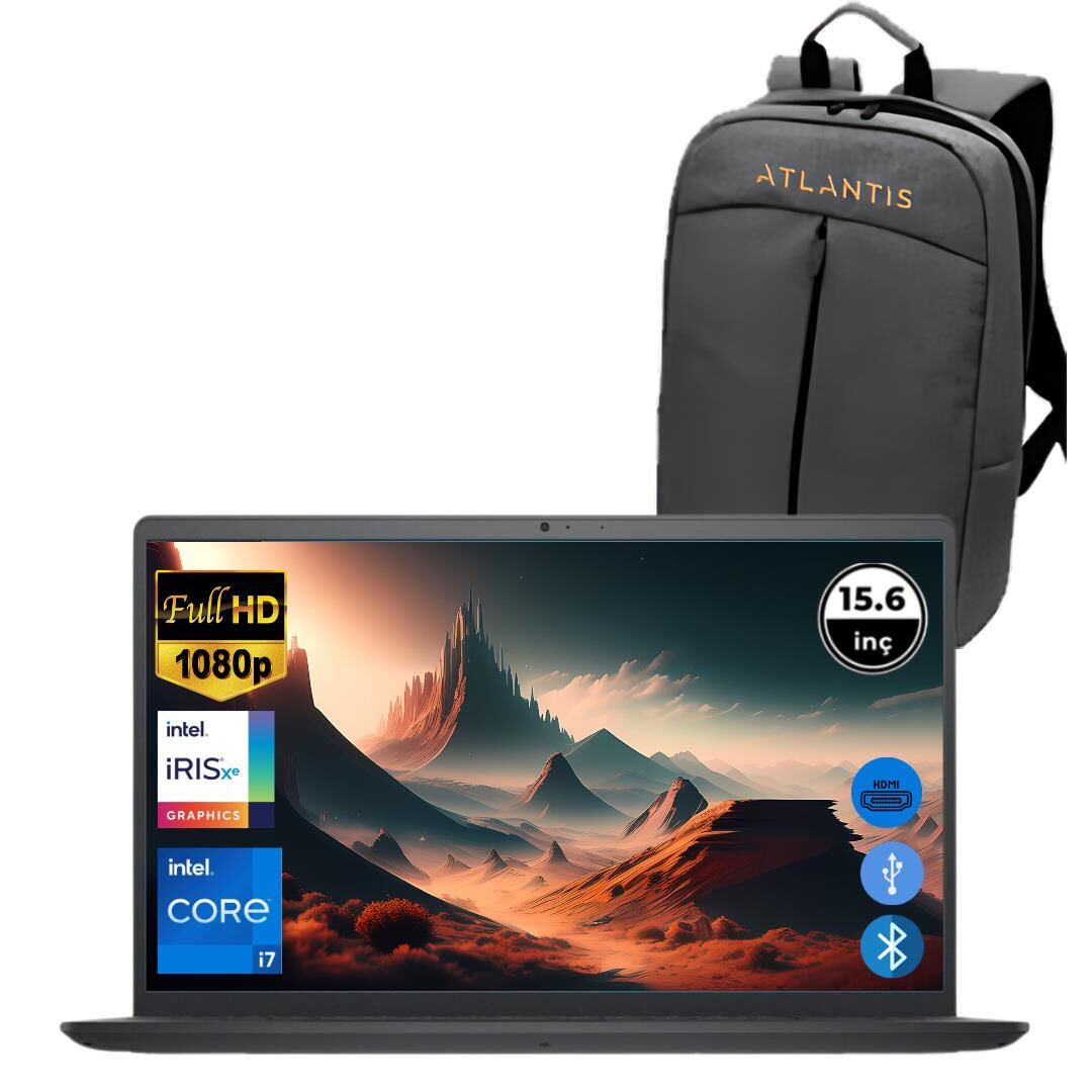 Dell Inspiron 3520 i7 1255U 32GB 256 GB M.2 SSD I35201013U ATL74 O/B 15.6'' Fdos Taşınabilir Bilgisayar+Çanta