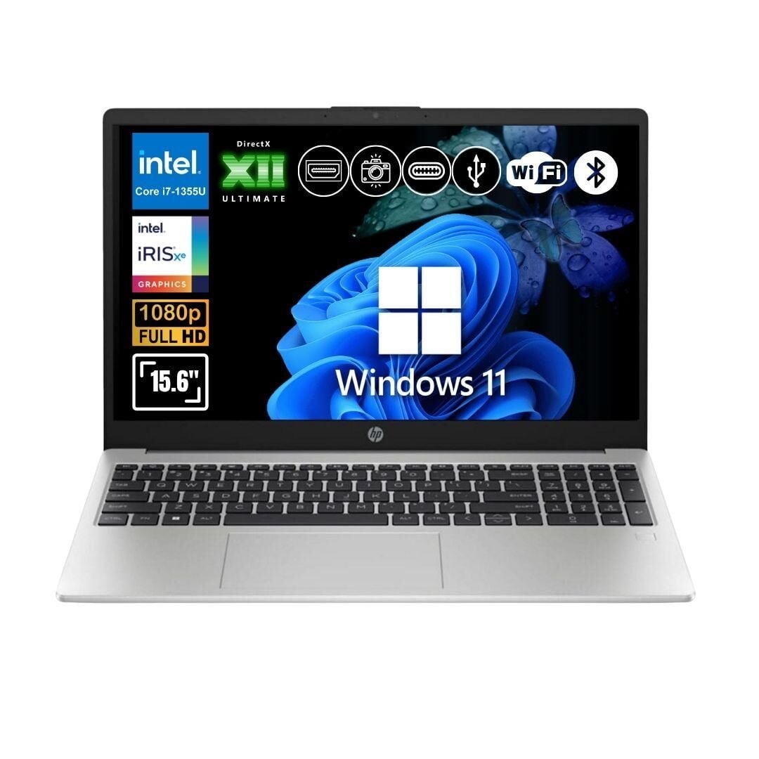 HP 250 G10 i7-1355U 64GB Ram 1TB SSD Iris Xe Graphics 15.6'' Full HD Win11Pro Notebook B2PH1ES ATL42