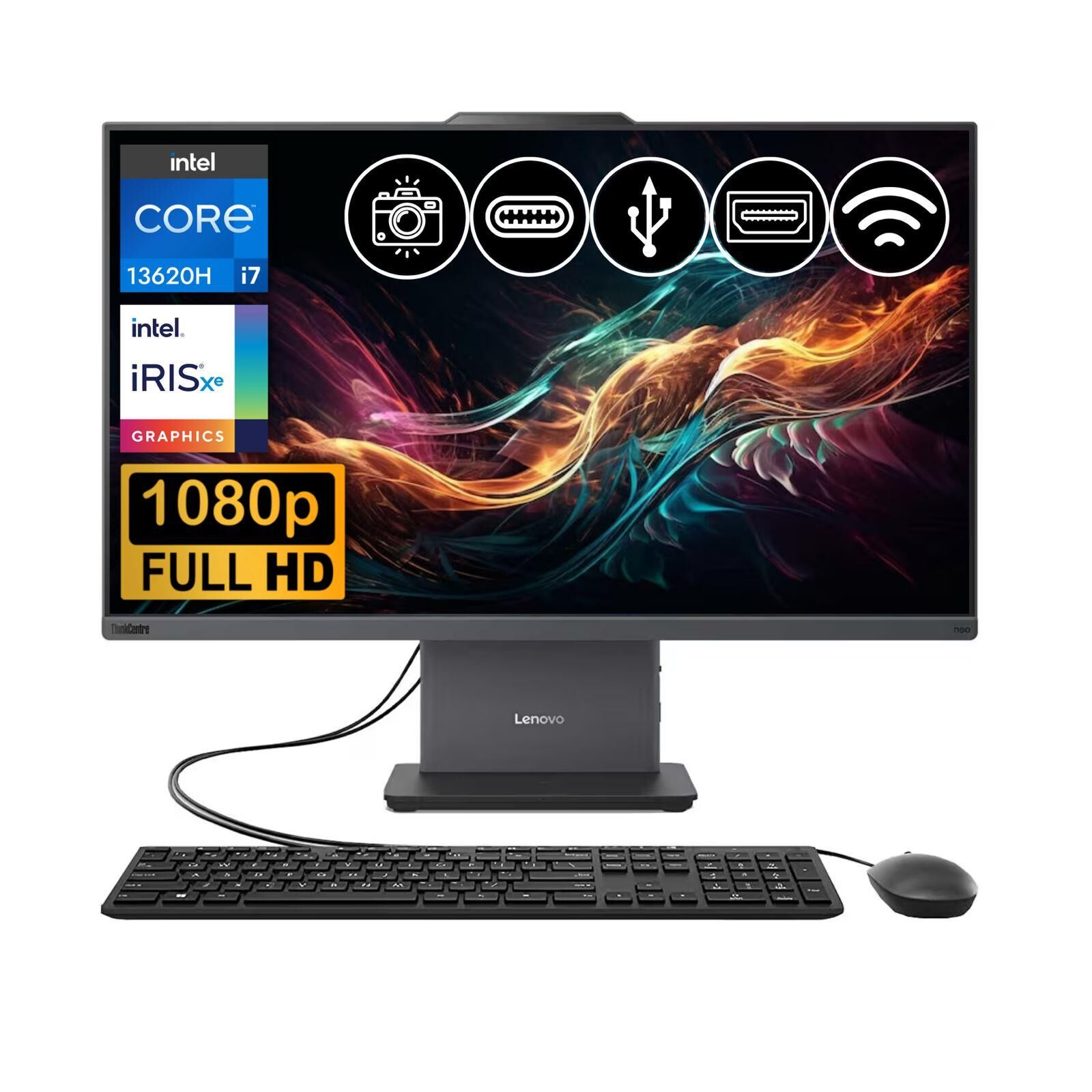 Lenovo Thinkcentre Neo 50A i7-13620H 32GB 2TB SSD 27'' Fdos All in One Bilgisayar 12SAA01WTR ATL11
