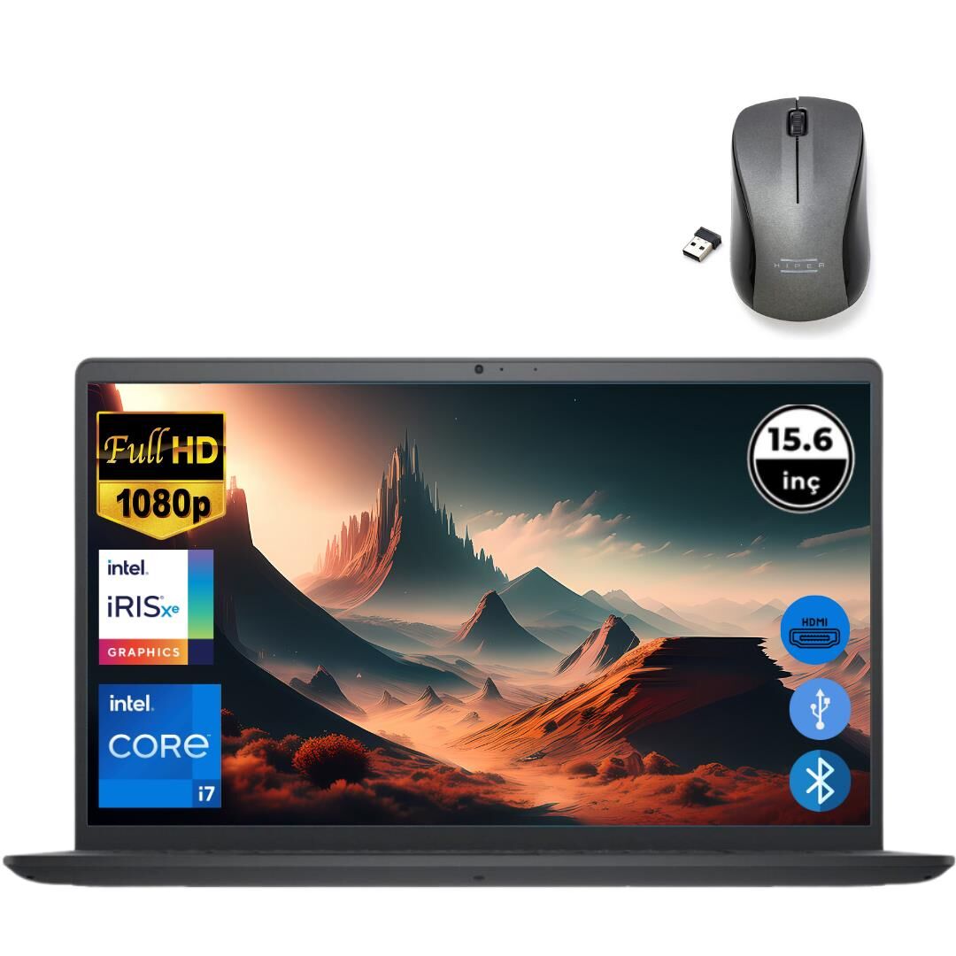 Dell Inspiron 3520 i7 1255U 64GB 1TB M.2 SSD I35201013U ATL58 O/B 15.6'' Fdos Taşınabilir Bilgisayar+Mouse