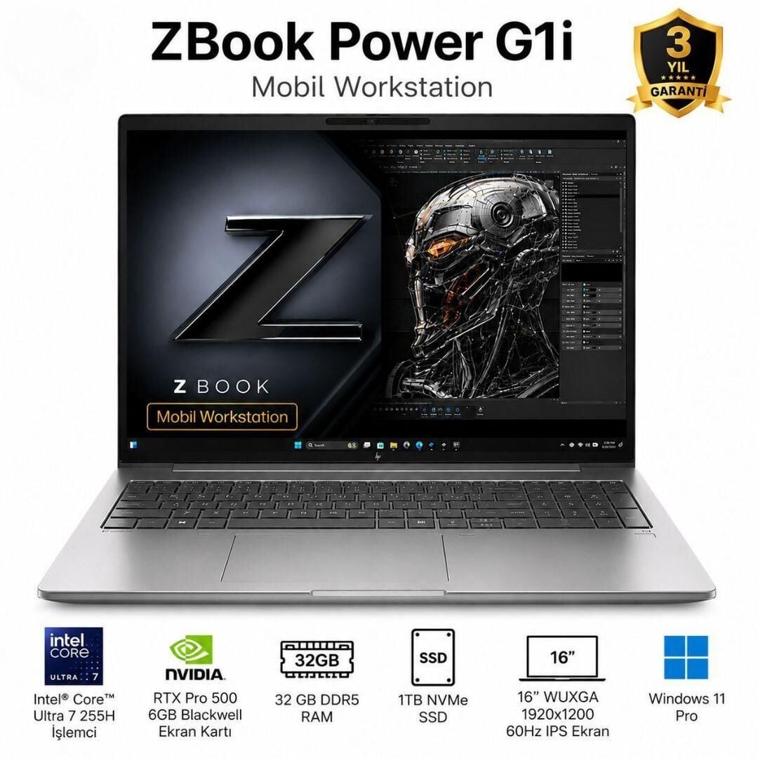 HP ZBook Power ZX G1i B30HMES Ultra 7 255H 32GB 1TB SSD RTX Pro 500 6GB Blackwell 16'' WUXGA Win11Pro