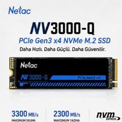 Netac NV3000-Q 1TB 3300/2300 MB/s PCIe Gen3 x4 NVMe M.2 2280 SSD – NT01NV3000Q-1T0-E4X