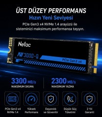 Netac NV3000-Q 1TB 3300/2300 MB/s PCIe Gen3 x4 NVMe M.2 2280 SSD – NT01NV3000Q-1T0-E4X