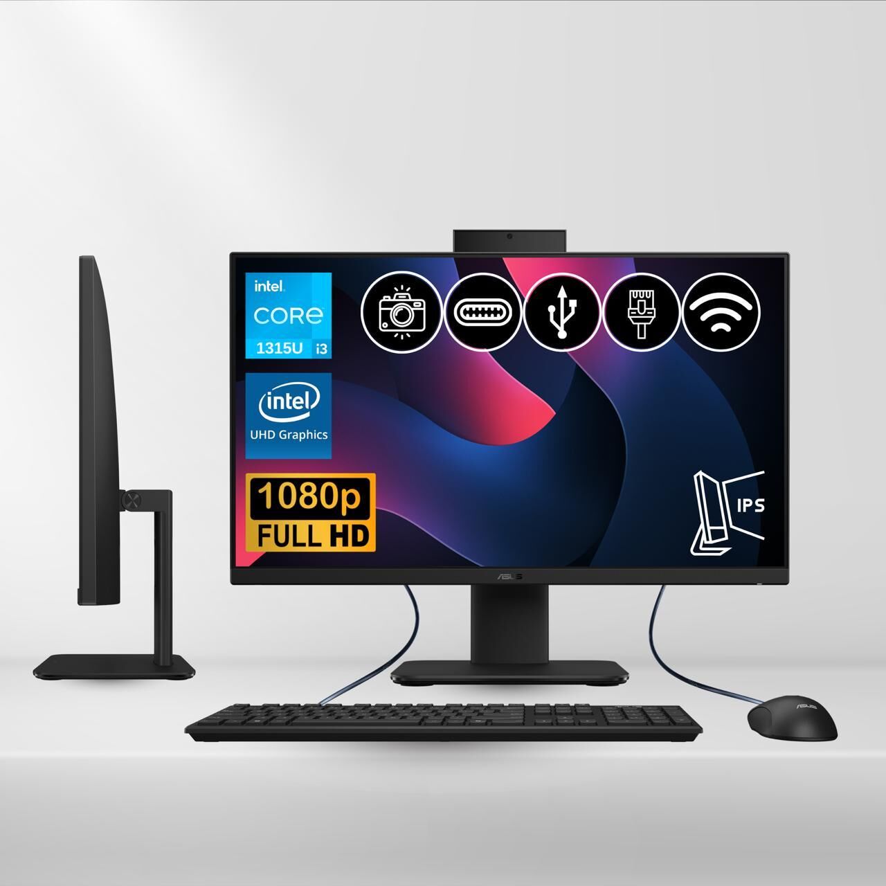 Asus V440VAK-I38256B0D ATL1 i3-1315U 8GB DDR5 512GB Nvme SSD 23.8'' IPS FHD Fdos Siyah All In One Bilgisayar
