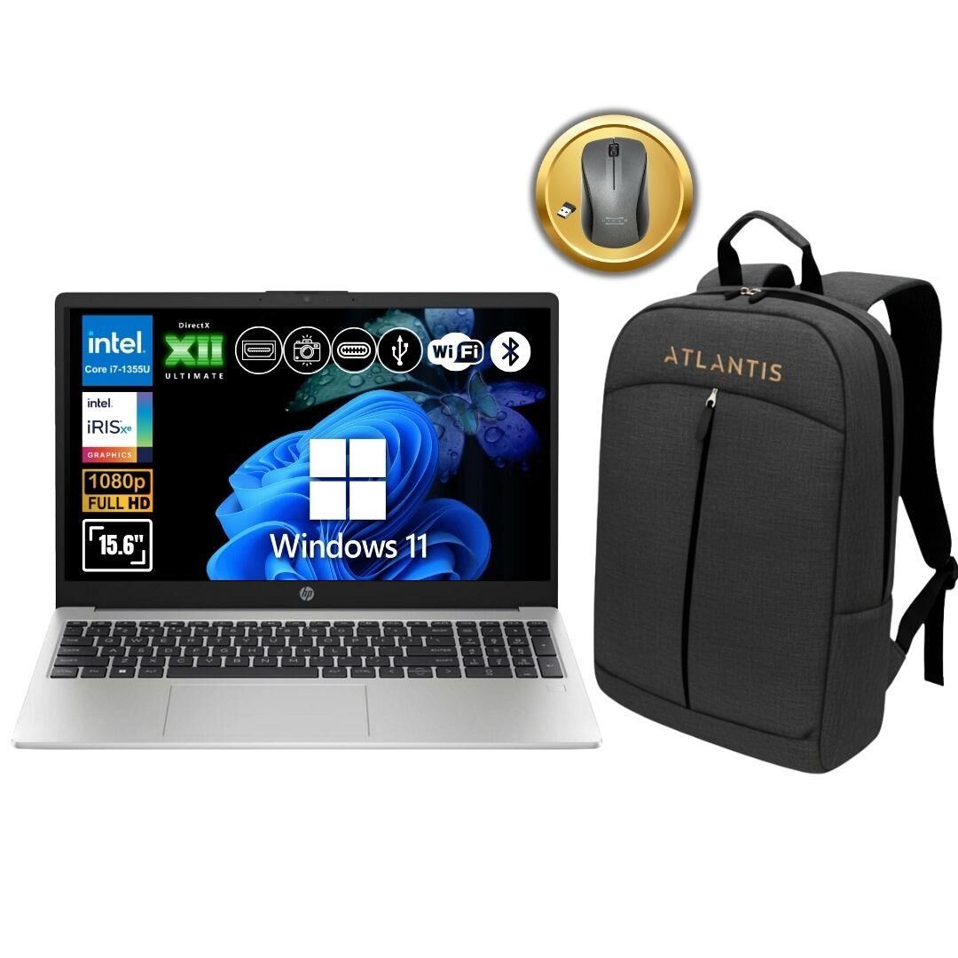 HP 250 G10 i7-1355U 24GB Ram 1TB SSD 15.6'' Full HD W11Pro Notebook B2PH1ES ATL74 Çanta&Mouse Hediye