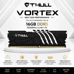 THULL Vortex 16GB 5600MHz DDR5 CL46 1.1V Siyah Soğutuculu Gaming UDIMM RAM THL-PCVTX44800D5-16G-B