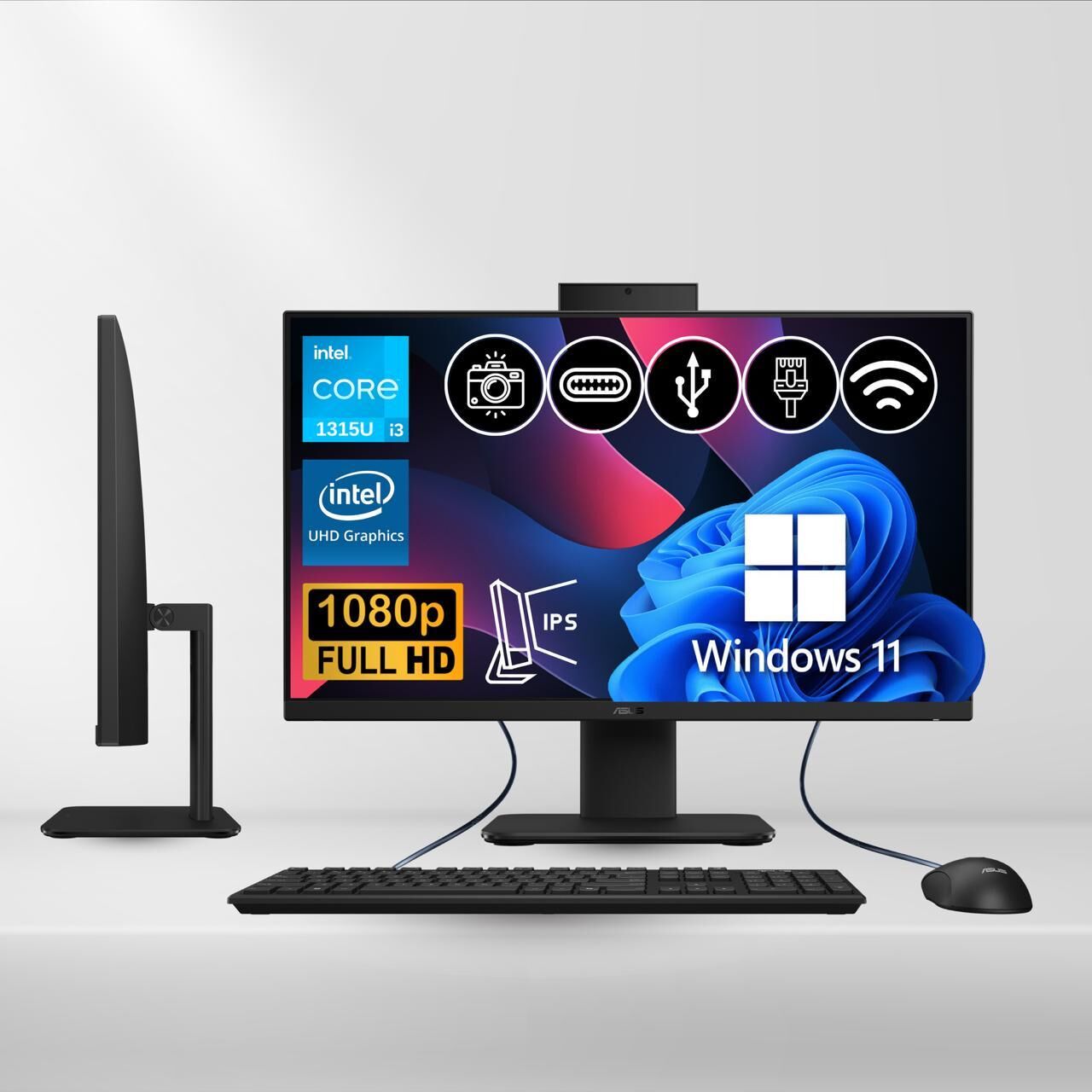 Asus V440VAK-I38256B0D ATL24 i3-1315U 8GB DDR5 1TB Nvme SSD 23.8'' IPS FHD W11Pro Siyah All In One Bilgisayar