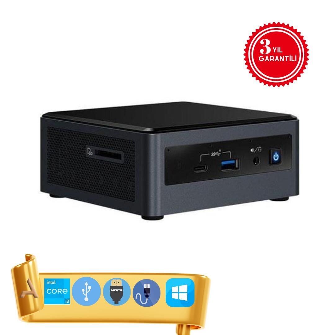 INTEL i3-10110U 4 GB 128 GB SDD  BXNUC10I3FNHN49 W10 Pro HDMI Mini Masaüstü Bilgisayar