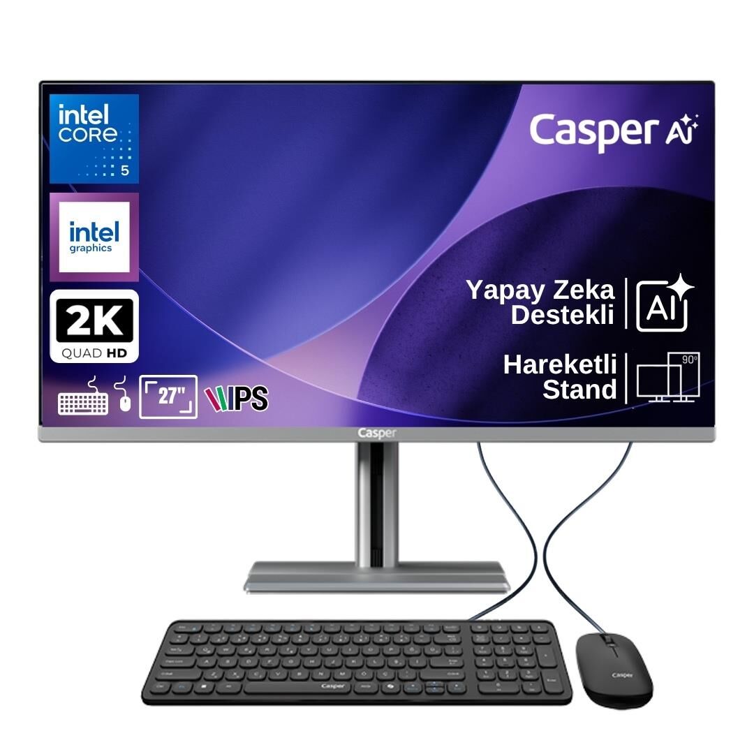 Casper Nirvana A97.210H-BF00X-V-G Intel Core 5-210H 16GB RAM 500GB NVME SSD Freedos 27'' Pivot All In One