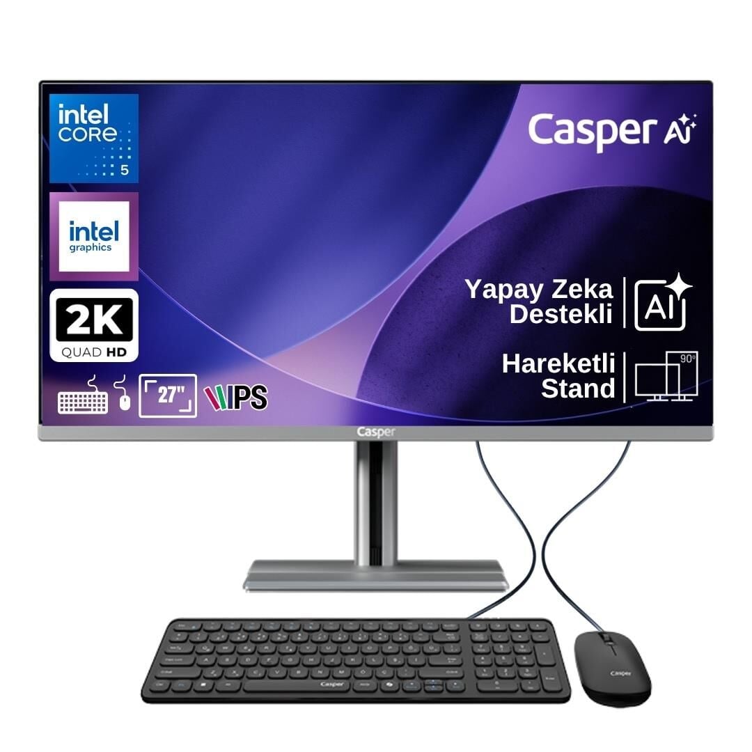 Casper Nirvana A97.210H-BF00X-V-G Intel Core 5-210H 16GB RAM 500GB NVME SSD Freedos 27'' Pivot All In One