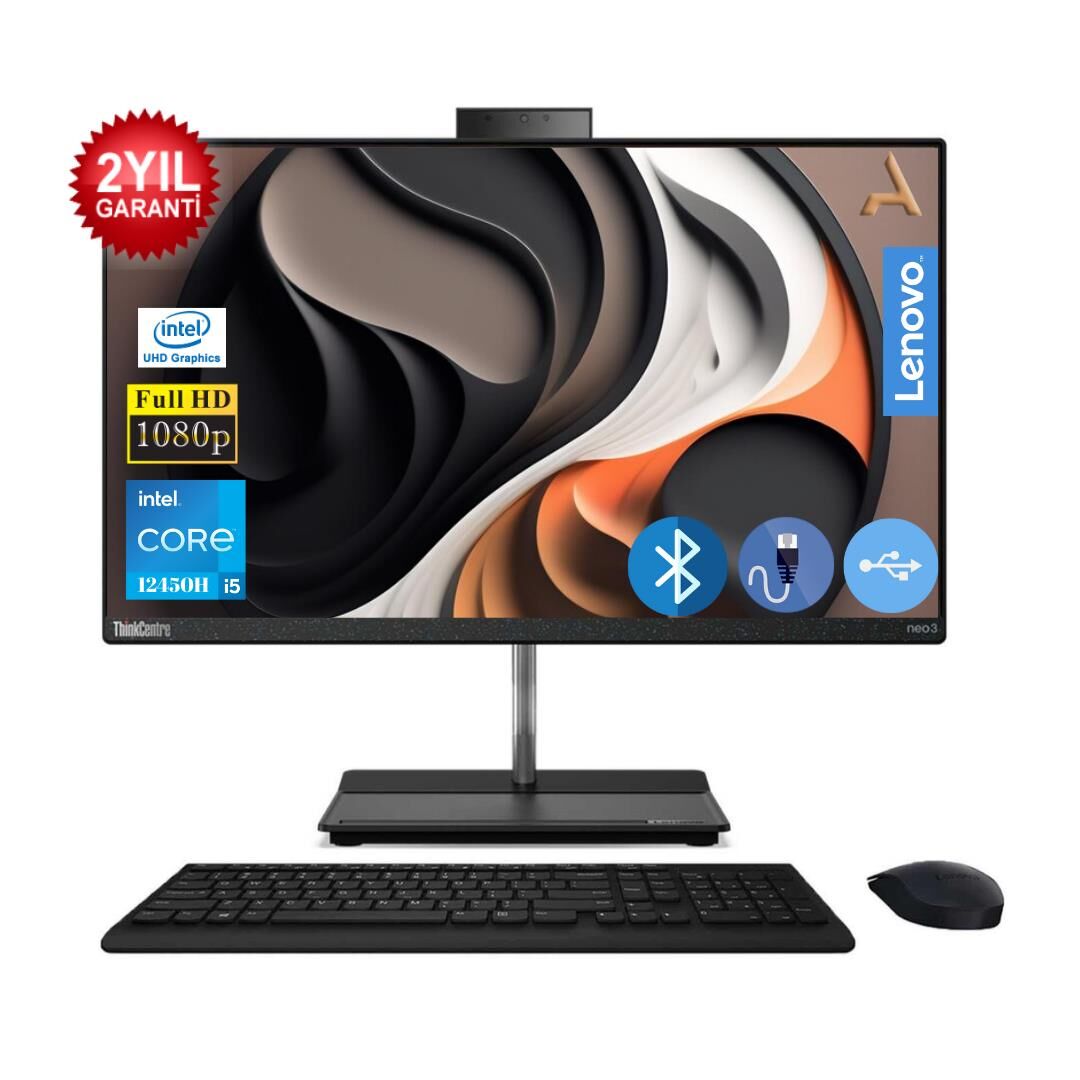 Lenovo ThinkCentre Neo 30A i5-12450H  12GB 1TB SSD  12CA004FTXA05 27'' FreeDOS All In One Bilgisayar