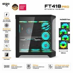 Aigo / DarkFlash FT418 Pro AT-750W 80+ Bronze Usb3.0 4×12CM Fan Siyah Atx Oyuncu Kasası