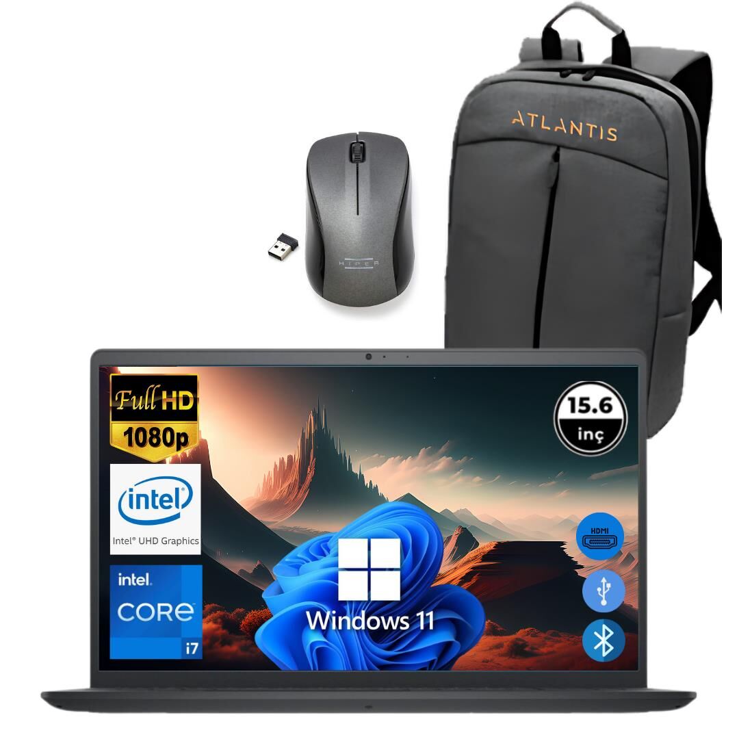Dell Inspiron 3520 i7 1255U 8GB 256 GB M.2 SSD I35201013U ATL211 O/B 15.6'' Win11Pro Taşınabilir Bilgisayar+Çanta+Mouse