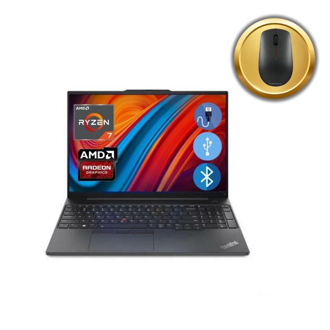 Lenovo  E16 Thınkpad 21JT0017TX ATL55 RYZEN7-7730U 8GB 256GB M.2 SSD 16'' FDOS Notebook + MOUSE