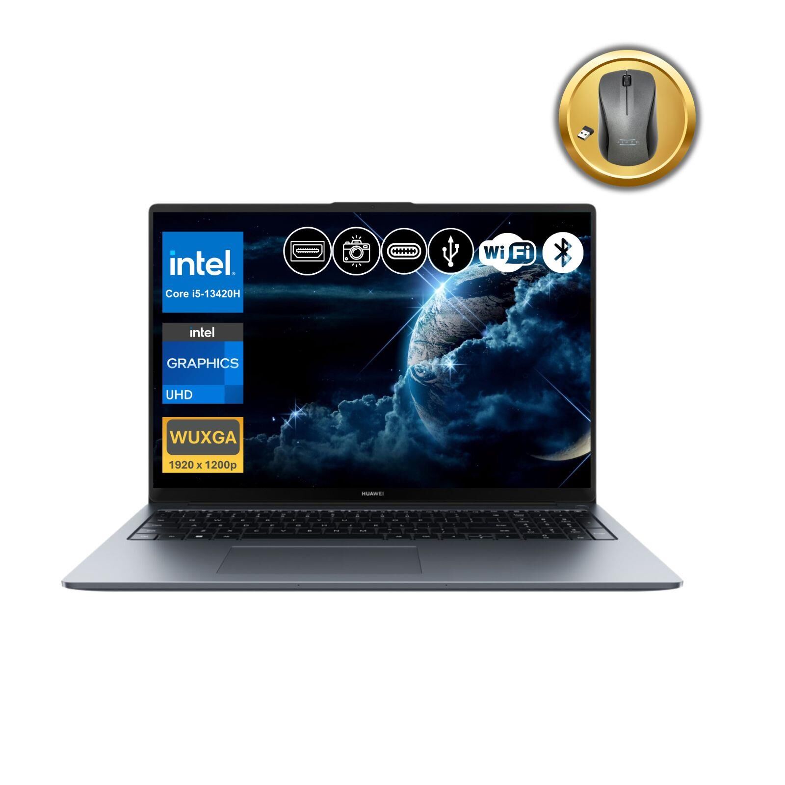 Huawei MateBook D16 i5-13420H 16GB RAM 1TB SSD 16'' FHD IPS FreeDOS Notebook+ Mouse (MCLG-W5651 A14)