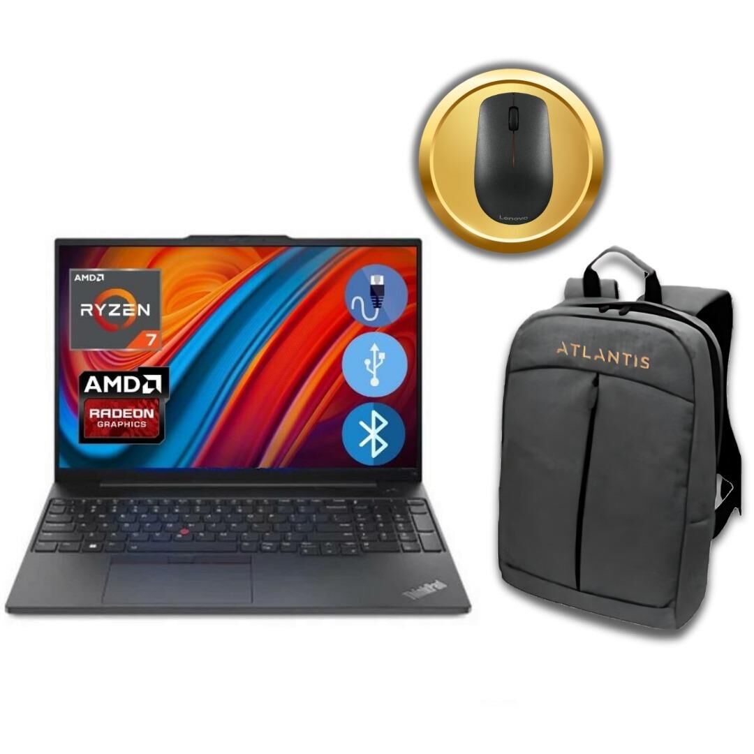 Lenovo  E16 Thınkpad 21JT0017TX ATL75 RYZEN7-7730U 8GB 512GB M.2 SSD 16'' FDOS Notebook + MOUSE+ÇANTA