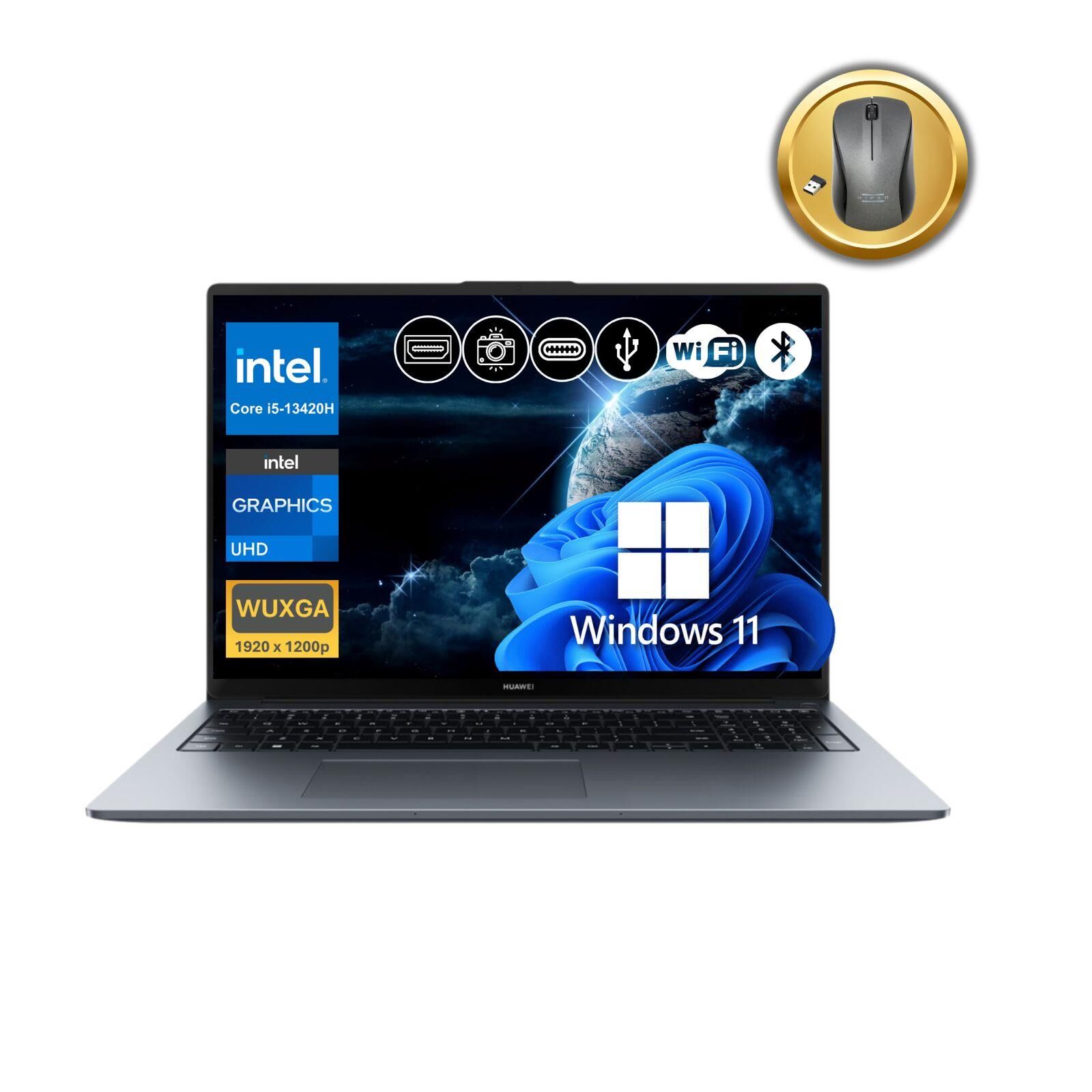 Huawei MateBook D16 i5-13420H 16GB RAM 1TB SSD 16'' FHD IPS Win11Pro Notebook+Mouse (MCLG-W5651 A30)