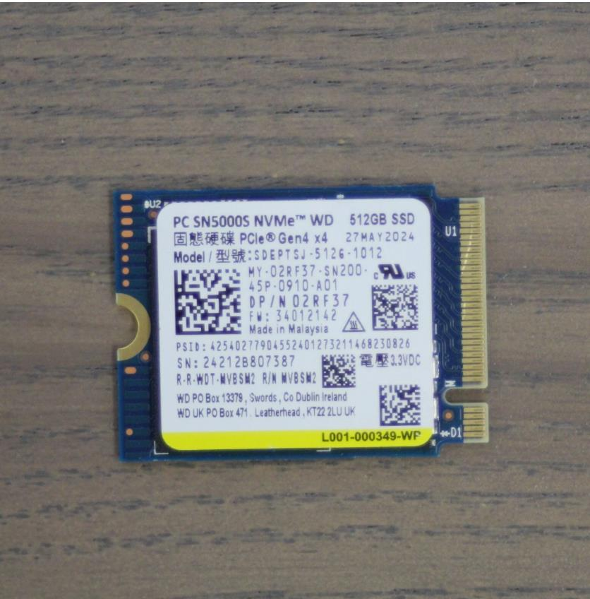 WD SN5000S 512GB M.2 2230 NVMe PCIe Gen4x4 SSD 02RF37