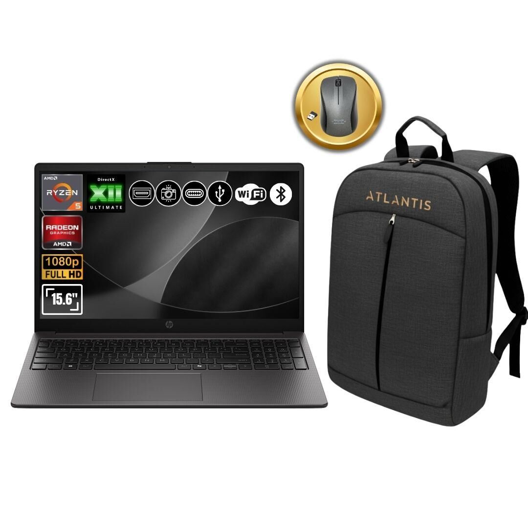 HP 255R G10 AMD Ryzen 5-7535U 16GB Ram 2TB SSD 15.6'' Fdos Notebook D30M3ET ATL53 Çanta&Mouse Hediye