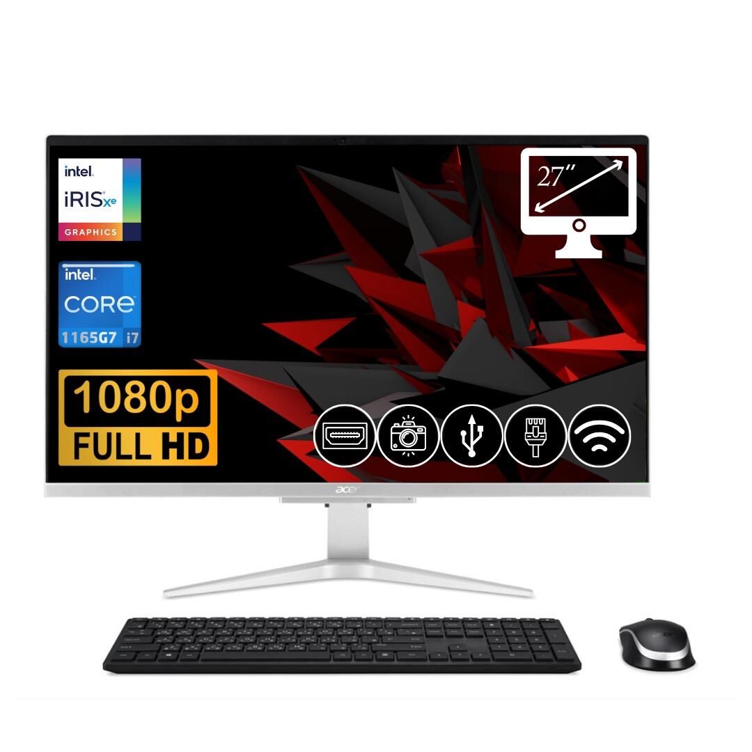 ACER  C27-1655 ATL8 Intel Core i7 1165G7 64GB 2TB M.2 SSD Fdos 27''All In One Bilgisayar