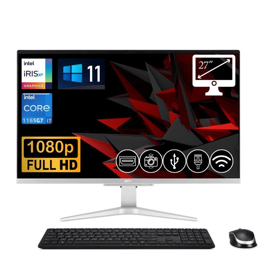 ACER  C27-1655 ATL12 Intel Core i7 1165G7 16GB 512GB M.2 SSD W11Pro 27''All In One Bilgisayar