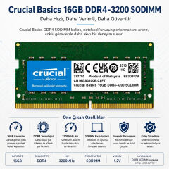 Crucial Micron 16GB DDR4 3200MHz CL22 SODIMM Laptop/Notebook RAM CB16GS3200E