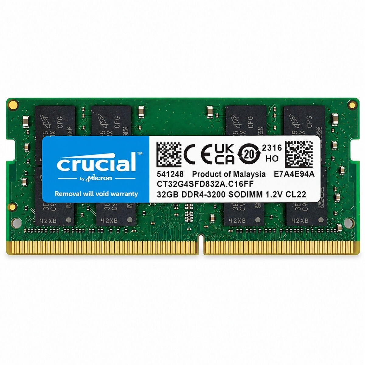 Crucial CT32G4SFD832A 32GB DDR4 3200MHz CL22 SODIMM Notebook RAM