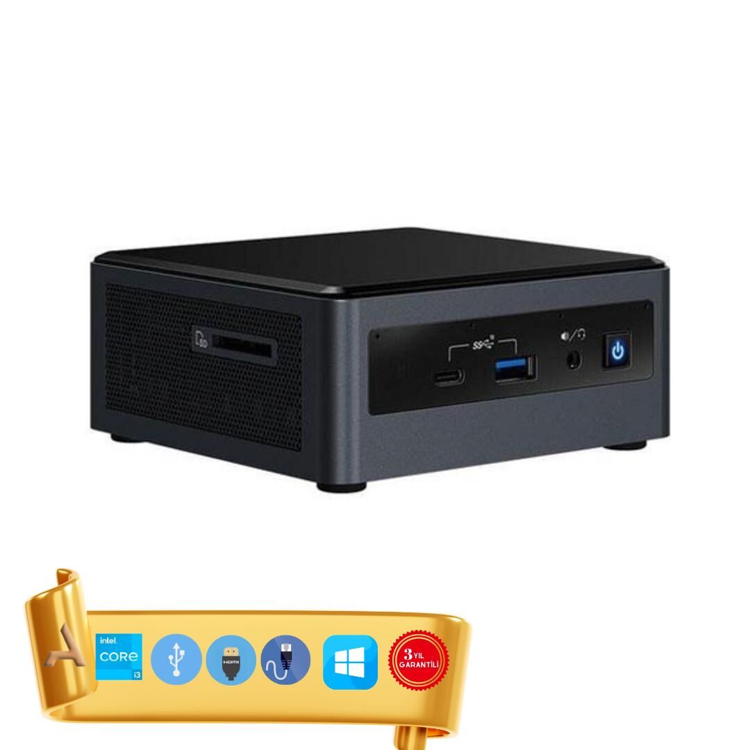 INTEL i3-10110U 8 GB 256 GB SDD  BXNUC10I3FNHN86  W11 Pro HDMI Mini Masaüstü Bilgisayar