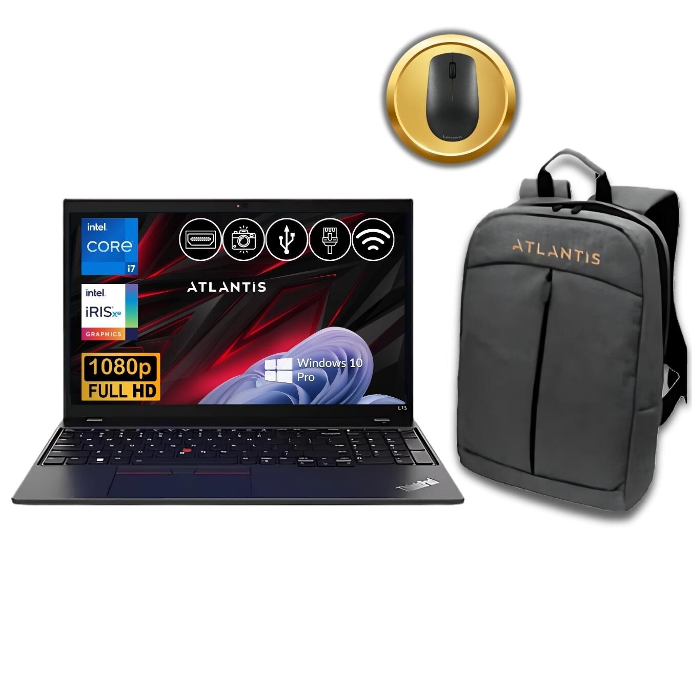 Lenovo ThinkPad L15 i7-1255U 32GB 512GB M.2 SSD 21C30074TX ATL27  15.6'' W10Pro Notebook+ Çanta&Mouse