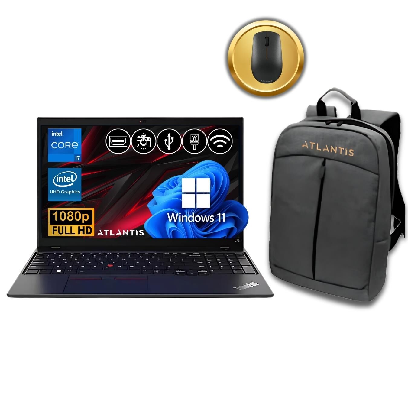 Lenovo ThinkPad L15 i7-1255U 8GB 512GB M.2 SSD 21C30074TX ATL31  15.6'' W11Pro Notebook+ Çanta&Mouse