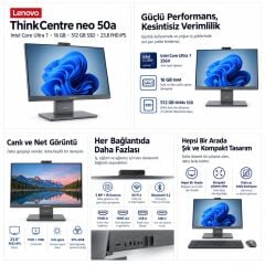 Lenovo ThinkCentre Neo 50a 13QGA000TR Ultra 7 256V 16GB 512GB SSD 23.8'' FHD IPS AI All In One