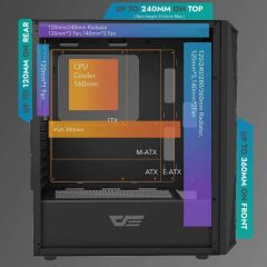 Aigo / Darkflash DK352 AT-650W 80+ Bronze Usb3.0 4×12CM Fan Temperli Cam Siyah E-Atx Oyuncu Kasası