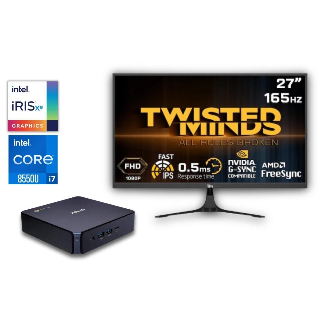 ASUS i7-8550U  8GB 512GB M.2 SSD N7048UATL33  W11pro Mini Masaüstü Bilgisayar+27'' Monitör