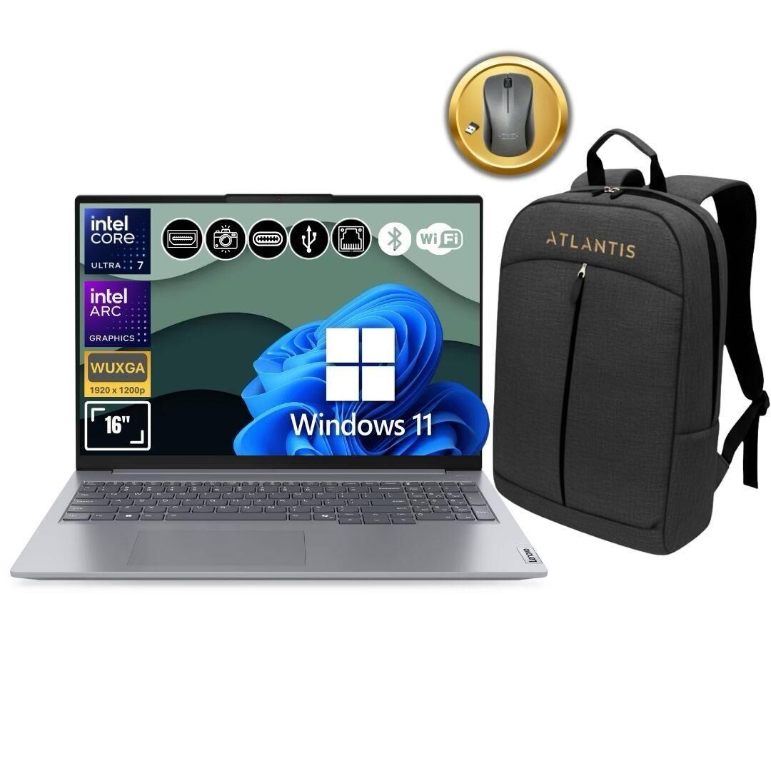 Lenovo Thinkbook 21MS008RTR Atl169 Ultra7-155H 40GB Ram 2TB SSD WUXGA 16'' W11Pro Notebook+Çanta&Mouse