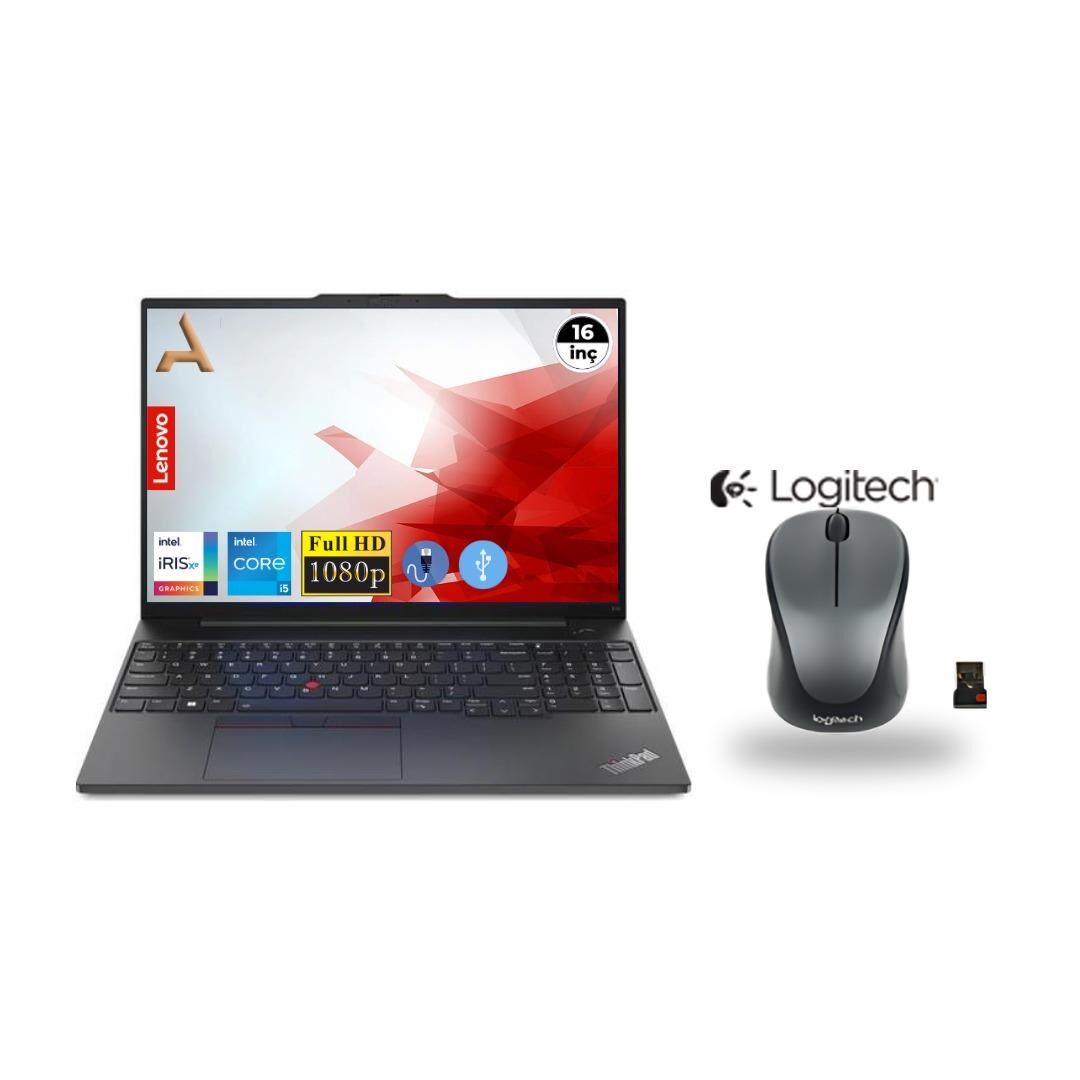 Lenovo ThinkPad E16 Gen1 İ5-1335U 21JN0005TX Atl25 8GB 512GB M.2 SSD  16'' W11Pro  Dizüstü Bilgisayar+Mouse