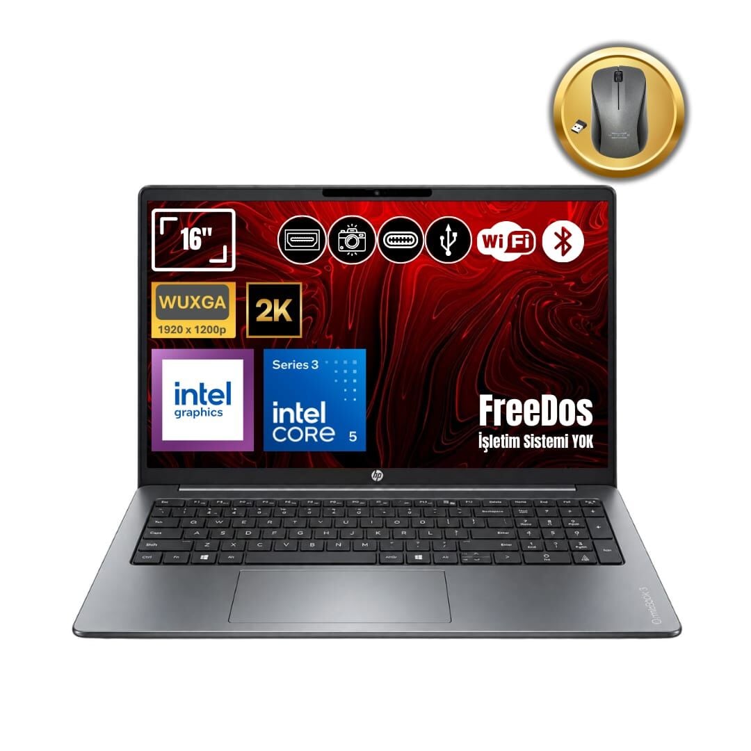 HP OmniBook 3 16-bu0022nt Core 5 315 8GB 512GB SSD 16'' 2K IPS FreeDOS Notebook+Mouse DX9T1EA_08