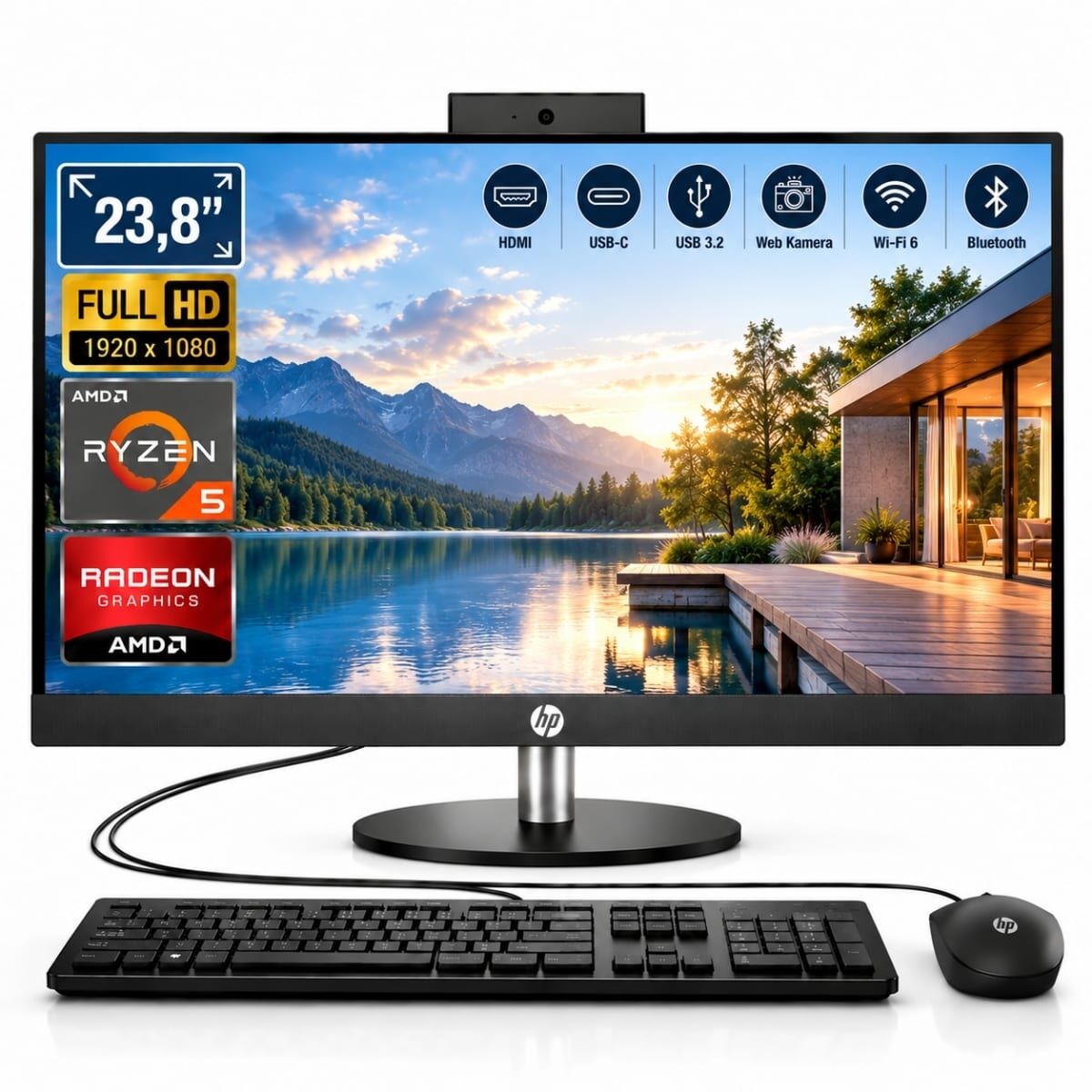 HP ProOne 245 G10 Ryzen 5 7520U 16GB 2TB SSD 23.8'' FHD IPS W11 Pro All in One PC D4VB9ET ATL3