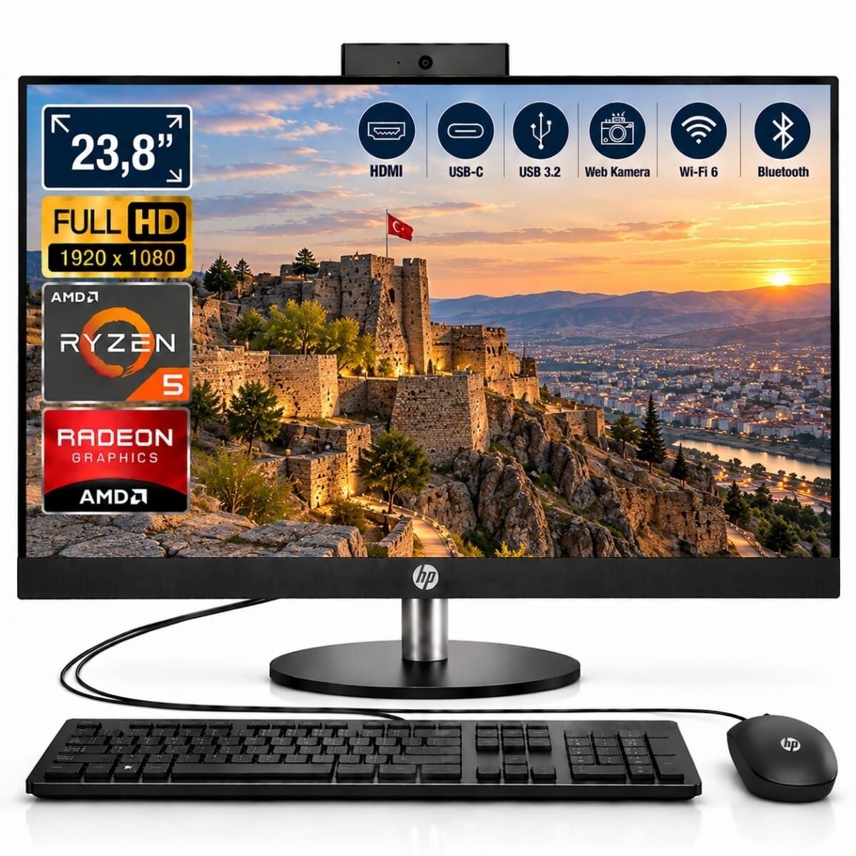 HP ProOne 245 G10 Ryzen 5 7520U 16GB 2TB SSD 23.8'' FHD IPS FreeDOS All in One PC D4VB9ET ATL5