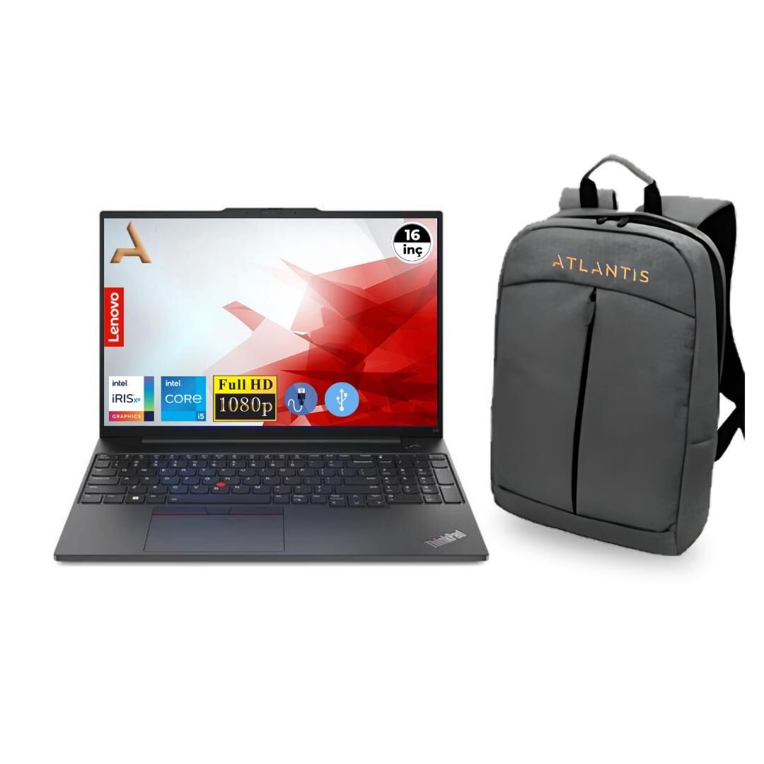 Lenovo ThinkPad E16 Gen1 İ5-1335U 21JN0005TX Atl38 8GB 1TB M.2 SSSD  16'' W11Pro  Dizüstü Bilgisayar+Çanta