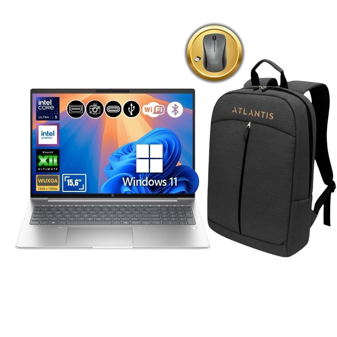 HP ProBook 4 G1i Ultra 5 225U 16GB Ram 512GB SSD 16'' WUXGA W11Pro Notebook BC3E0ES ATL23 +Çanta&Mouse